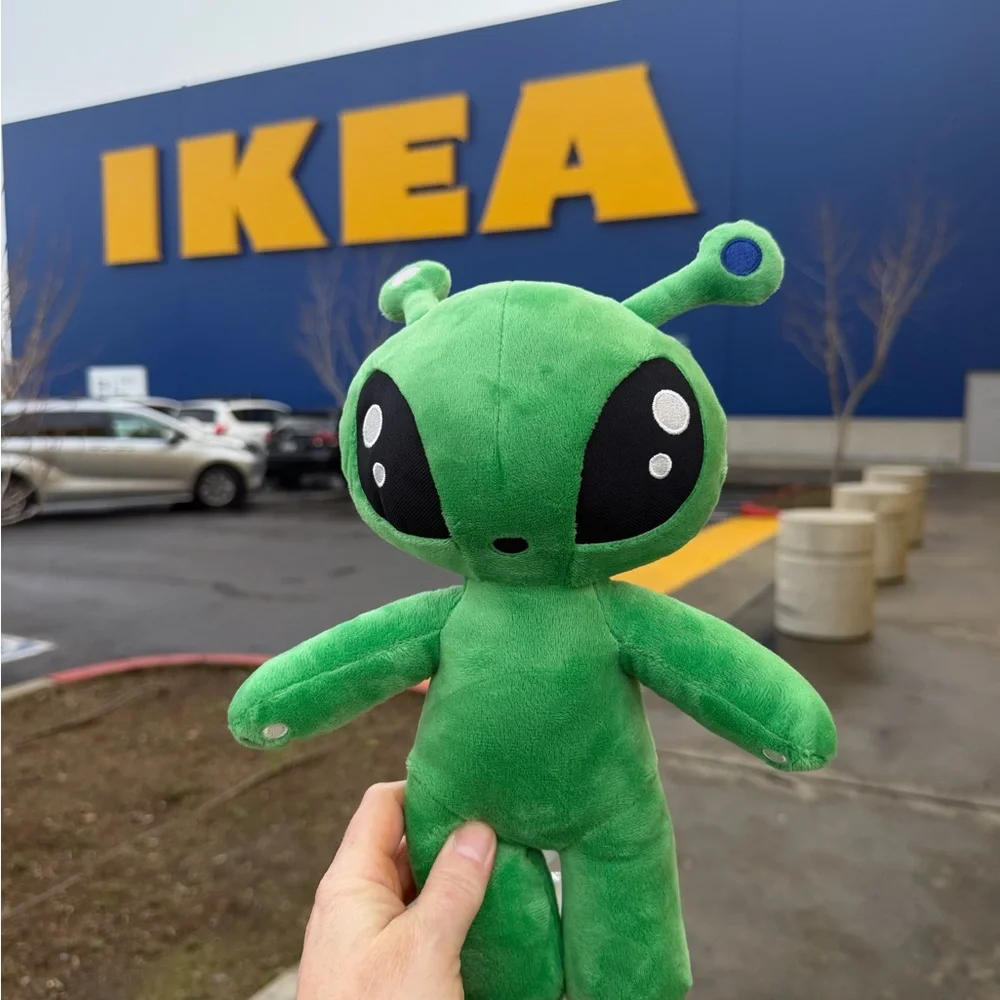 IKEA AFTONSPARV Green Alien Plush Toy - Picture 2 of 2